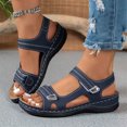 thumbnail image 3 of Rokment Women's Orthopedic Arch Support Walking Sandals Comfortable Fashion Casual Leather Open Toe Platform Wedge Dressy Summer Shoes for Ladies 2026 Blue Size 7.5, 3 of 5