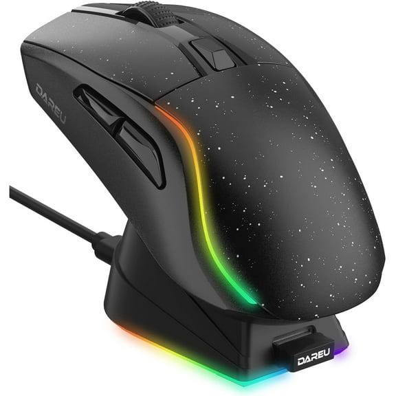 DAREU A950 Wireless Gaming Mouse with RGB Charging Dock,88g Lightweight Programmable Tri-Mode Wireless Mouse Gaming, Up to 12K DPI,1000Hz,120Hrs Playtime with RGB Backlit, Great for PC, Mac