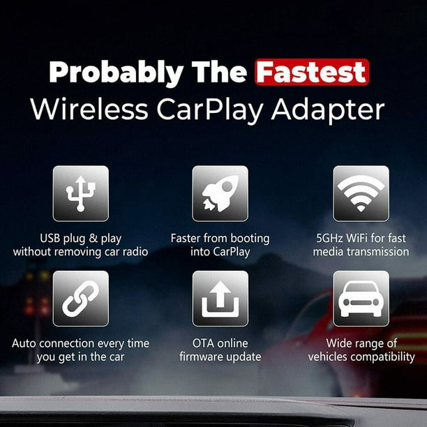 Adaptateur Carplay sans fil Flywake USB pour voitures Carplay