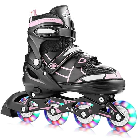 Inline Skates for Men Women Red/Blue/Pink Adjustable Skates Shiny Wheel Suitable for Beginners/Teenagers/Adults