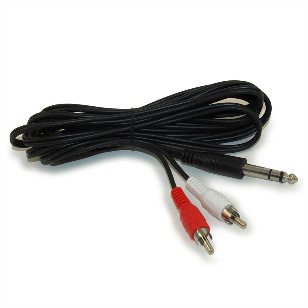 10ft 1/4" (TRS) Stereo to 2 RCA Cable