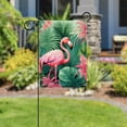 thumbnail image 5 of Pink Flamingo Tropical Palm Leaves Trees Double Sided Garden Flag Decorative Weather Resistant Yard Flag, Large DIY Vertical Flag for Farmhouse Patio Lawn, 28x40 Inch, 5 of 6