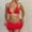 01 Red, variant on YueHuiYing Women's 3 Piece Swimsuits Triangle Halter String Bikini Set with Cover Up Lace Layered Ruffle Skirt
