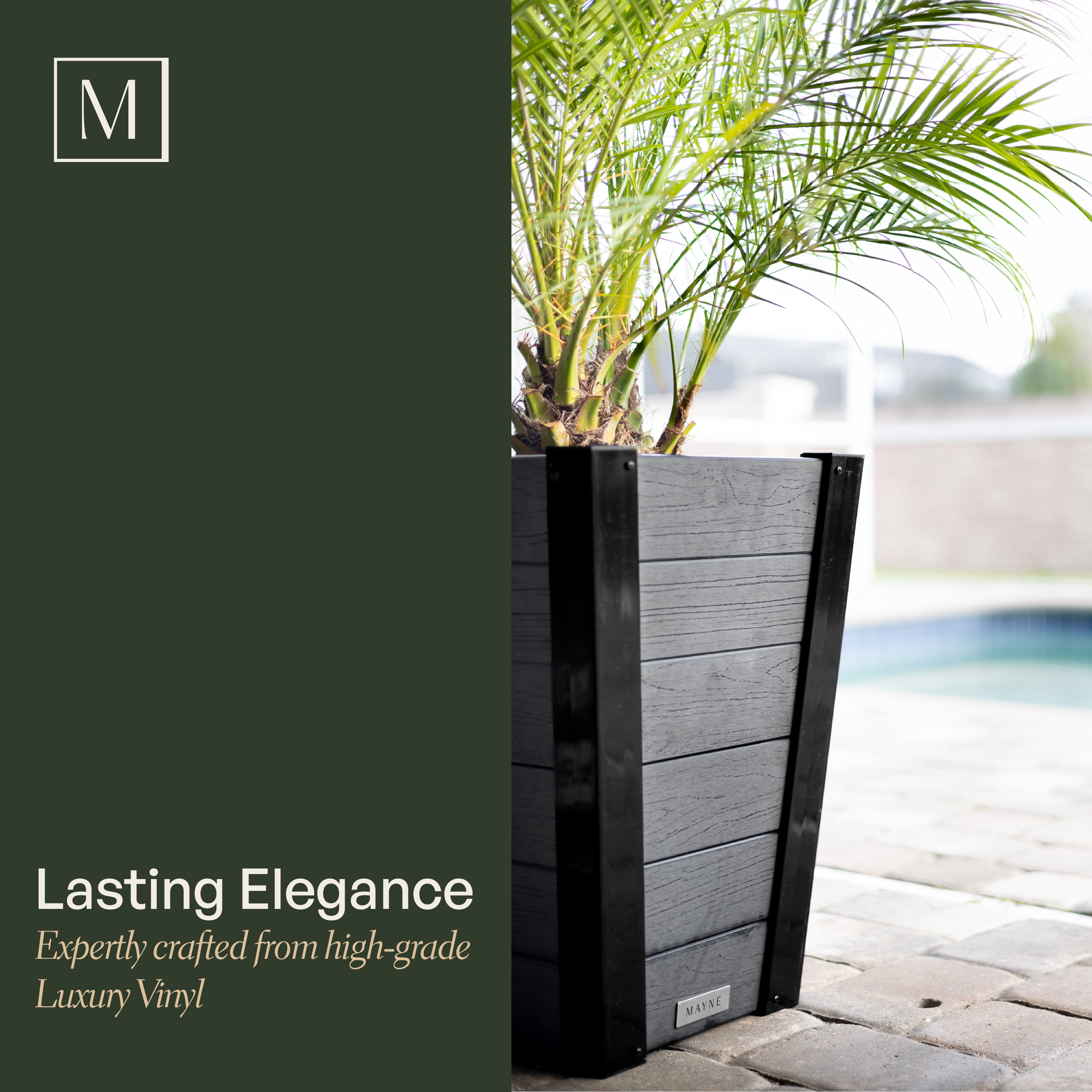 Horizon 22in Tall Tapered Planter - Charcoal