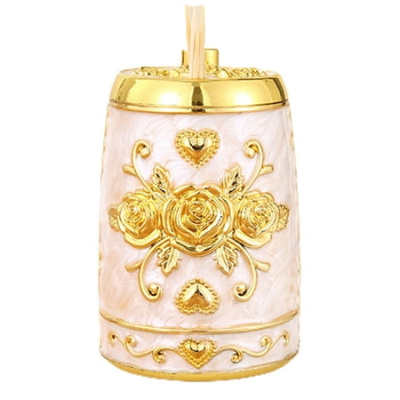 

Hloma Toothpick Holder Delicate Appearance Food Grade Lustrous Refillable Long Service Life Dust-proof Rose Carved Pattern Vintage Press Dispense Toothpick Canister Storage Supplies