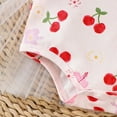 thumbnail image 5 of Tisuna Bodysuit Dress For Baby Girls Cherry Print Short Sleeve Crew Neck Jumpsuit Cute Beauty Baby Pullover Bodysuit With Headband Pink Size 6-12 Months, 5 of 8