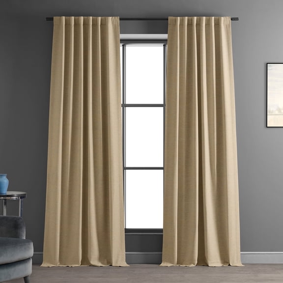 Half Price Drapes Ginger Bellino Textured Faux Linen Room Darkening Curtains For Bedroom & Living Room Curtains(1 Panel), 50W X 108L
