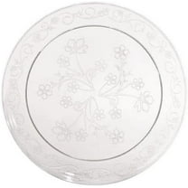 10 inch Clear Round Dinner Plate with Flowers and Vines Design – Disposable, Elegant Transparent Plastic Plate for Weddings, Parties, Catering, and Special Events – Durable, Stylish Tableware (20)