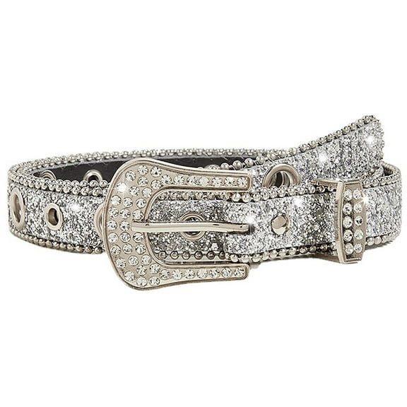 Rhinestone Belts for Women Western Cowgirl Bling Skinny Leather Belt for Jeans Pants Dresses (Fit for 27"-39")
