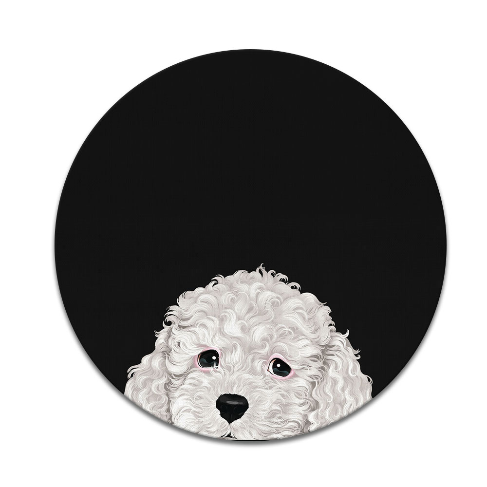WIRESTER 7.88 inches Round Standard Mouse Pad, Non-Slip Mouse Pad for Home, Office, and Gaming Desk - White Toy Poodle - image 2 of 5