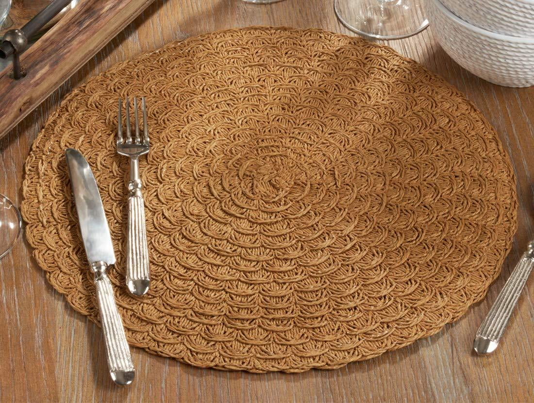 Fennco Styles Natural Design Paper Woven Table Placemats 15 x 15 Round ...
