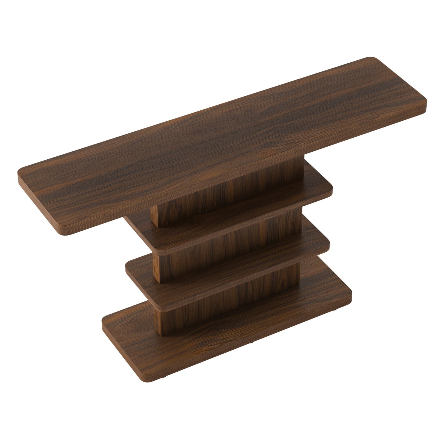 Hommoo 63" Vintage Narrow Console Table with 2-Tier Open Storage Shelves,Stylish Design High Weight Capacity, Suitable for Living Room,Hallway, Walnut