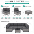 thumbnail image 2 of 7 Pieces Patio Funiture Set, Outdoor Furniture Sectional Sofa Set,Manual Wicker Rattan Patio Conversation Set Heavy-duty Frame, with Cushions and Table, Gray, 2 of 8