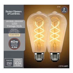 Better Homes & Gardens ST19 Vintage LED Bulb, 40W Eq., 2-Pack