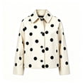 thumbnail image 4 of Lutiedan Women's Polka Dot Cropped Jacket Waterproof Button Front Collared Outerwear Casual Baggy Streetwear Jacket S-3XL, 4 of 7