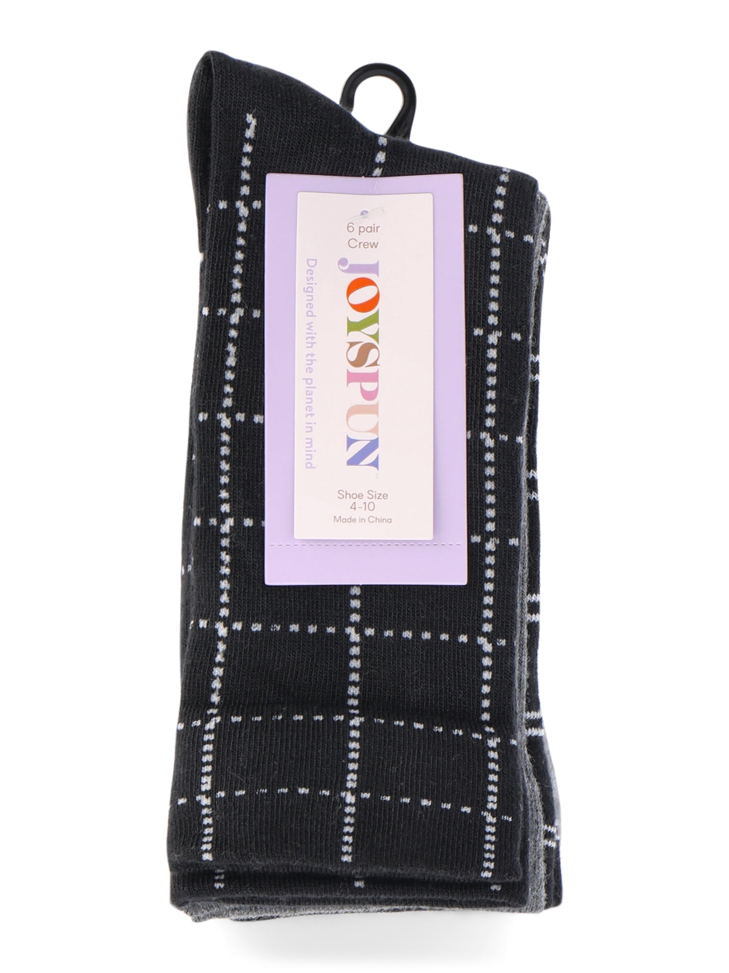 Joyspun Women's Essentials Crew Dress Socks, 6-Pack, Fits Shoe Sizes 4-10