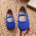 thumbnail image 4 of Gpaecead Girls Mary Jane Shoes Solid Color Faux Suede Soft Sole Non Slip Elastic Strap Casual Flats For Kids, Blue, 4 of 8