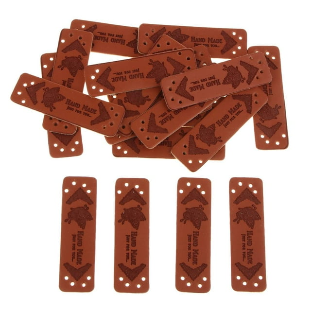 Abbracc 20 Pcs PU Leather Label Clothing Hand Made Embossed Tags A4