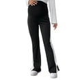 thumbnail image 2 of Deago Women's Striped Maternity Flare Leggings Over The Belly Casual Soft Split Hem Pregnancy Yoga Pants (Black, M), 2 of 8