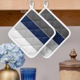 thumbnail image 2 of Navy Blue Grey Striped Pot Holders for Kitchen Heatproof Potholder, 2 Pack Farmhouse Modern Hot Pads Multipurpose Oven Pads Cloth Potholders Trivet for Cooking and Baking, 2 of 8