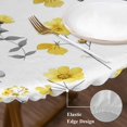 thumbnail image 3 of Yellow Spring Floral Round Tablecloth, Fitted Table Cover with Elastic for 36"-44" Round Tables, Flowers Botanical Elegant Pastoral Table Cloth Outdoor Indoor Dinning Party Waterproof Tablecloths, 3 of 7