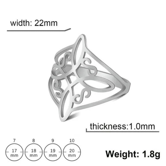 EOEMY Witch Knot Stainless Steel Ring Celtics Knot Women Rings Good Luck Amulet Gift