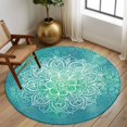 thumbnail image 2 of Round Rug 7Ft Washable Non-Slip, Turquoise Boho Circle Area Rugs for Living Room Bedroom, Oriental Abstract Motifs Traditional Bohemian Indoor Floor Mats Carpet Runner for Home Decor Aesthetic, 2 of 8