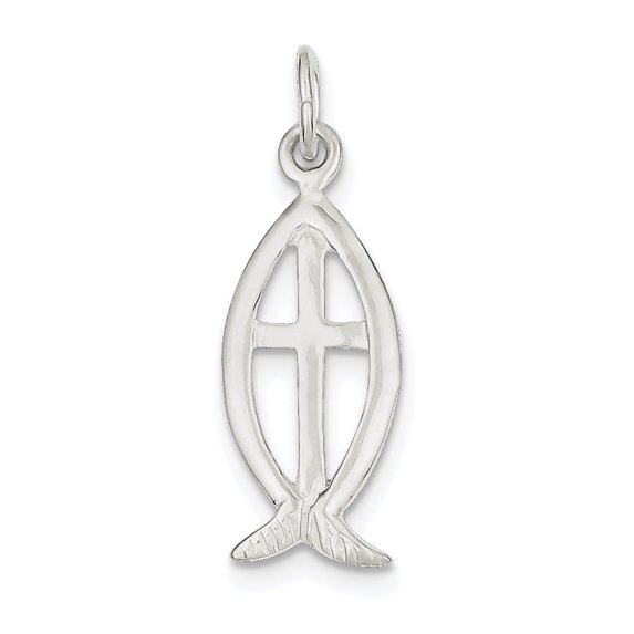 Beautiful Sterling Silver Ichthus Fish Cross Charm