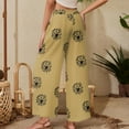thumbnail image 3 of WTOBBY Women's Summer Floral Print Cotton Linen Loose Casual Elastic Tie Waist Ankle Pants with Pockets, Flowy and Comfortable for Daily Use,Gold XL, 3 of 4