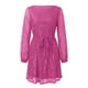 thumbnail image 5 of Vestido de fiesta con lentejuelas, cordones y encaje, manga larga, largo por encima de la rodilla, elegante, poliéster, ropa formal., 5 of 6