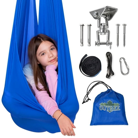OUTREE Sensory Swing for Kids with 360° Swivel Hanger Blue