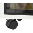 thumbnail image 3 of Modern End Table with LED Light and Wheels, Multifunctional Side Table with Transparent Brown Glass Door, 2 Storage Shelves and Drawers for Living Room, 3 of 8