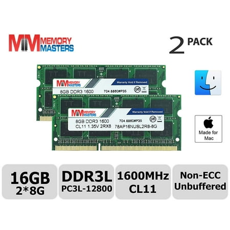 MemoryMasters Hynix IC Apple 16GB Kit (2x8GB) DDR3L 1600MHz PC3L-12800 SODIMM Memory upgrade For MacBook Pro13-inch/15-inch Mid 2012, iMac 21.5-inch Late 2012/ Early/Late 2013(16GB Kit
