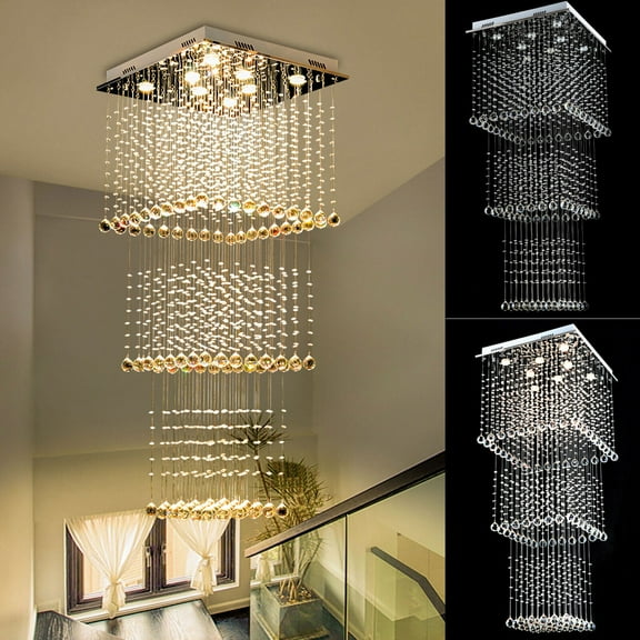 K9 Luxury Crystal Pendant Lamp Ceiling Lighting Chandelier Raindrop Lobby