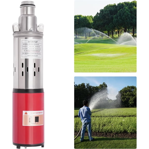 Deep Well Submersible Pump DC 12V 250W Deep Well Water Pump, Deep Well Pump for Farm Irrigation, Farm Ranch Irrigation Submersible Bore Hole Deep Well Pump 3500 RPM
