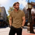 thumbnail image 5 of Qwertyu Polo Shirts for Men Solid Casual Collared Short Sleeve Tops Pullover Classic Performance with Pocket Shirts Light Brown 2XL, 5 of 5