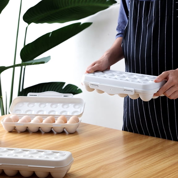 Storage Organizer for Kitchen and Home Stackable Egg Carton with Lid -Grid Fridge Egg Holder Tray for Storage Transport and Easy Organization