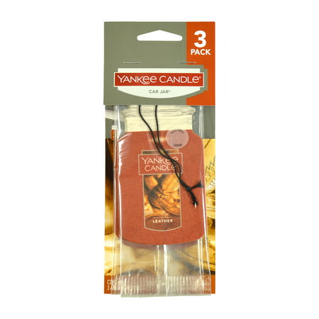 Yankee Candle Classic Paper Car Jar Hanging Air Freshener, Leather Scent