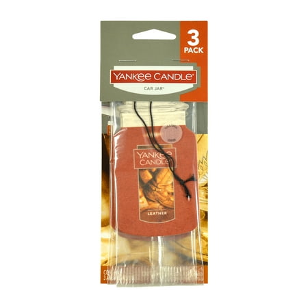 Piper Air - Yankee Candle Classic Paper Car Jar Hanging Air Freshener, Leather Scent 3-Pack