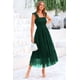 thumbnail image 3 of Vestido PRETTYGARDEN Midi de Tul sin Mangas con Fruncido Verde Oscuro XL, 3 of 9