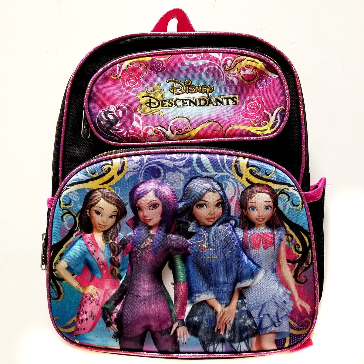 Deluxe 3D Disney Cartoon Descendants 12" Double Front Pockets With Padded Back and Shoulder Straps That Are... by Disney