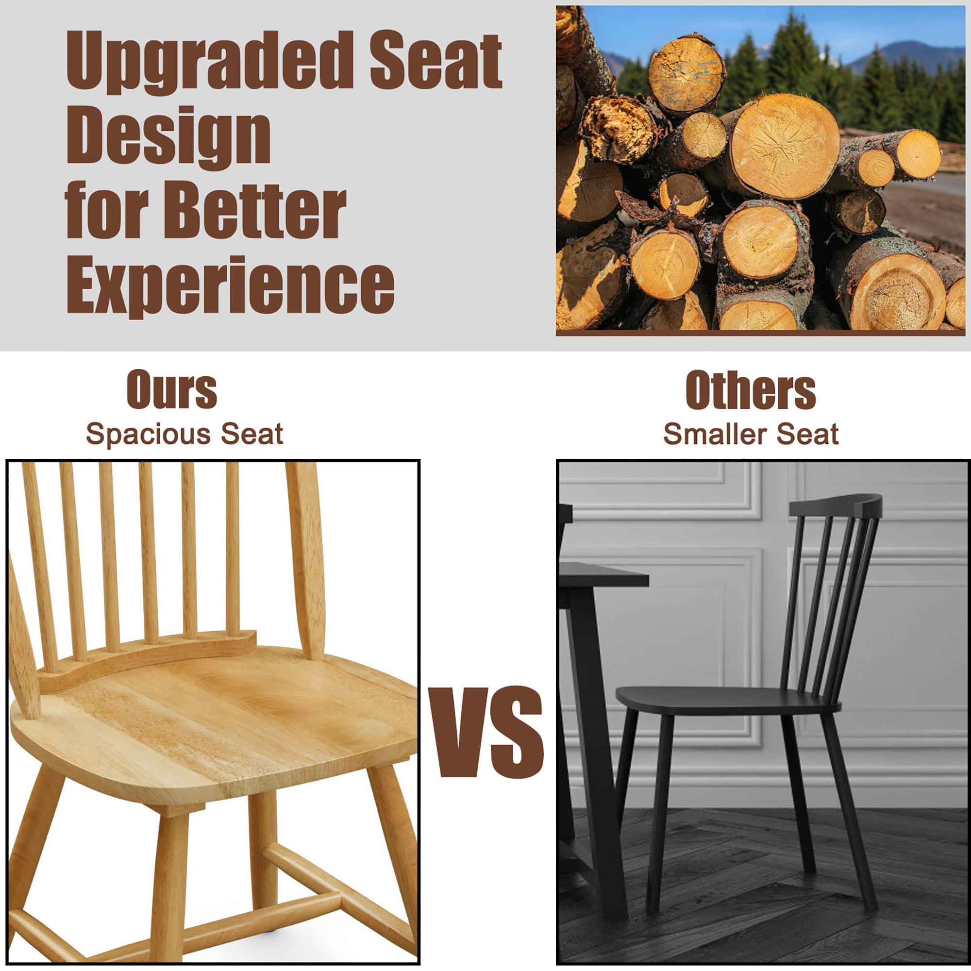 Costway Wood Dining Side Chair, Natural (Set of 4)