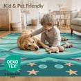 thumbnail image 4 of ODIKA 8'x10' Washable Area Rug Dolphin Print Ocean Wave Starfish Border Themed Theme Marine for Dining Room, Large Office, Lounge, Non-Slip Chair-Friendly Mat, 4 of 7