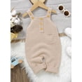 thumbnail image 6 of aturustex Infant Baby Boy Girl Solid Sweaters Romper Overalls 1M 3M 6M 9M 12M 18M Toddler Button-up Sleeveless Tank Jumpsuits Square Neck Ribbed Knittick Cozy Warm Knitwear Clothes for Daily, 6 of 7
