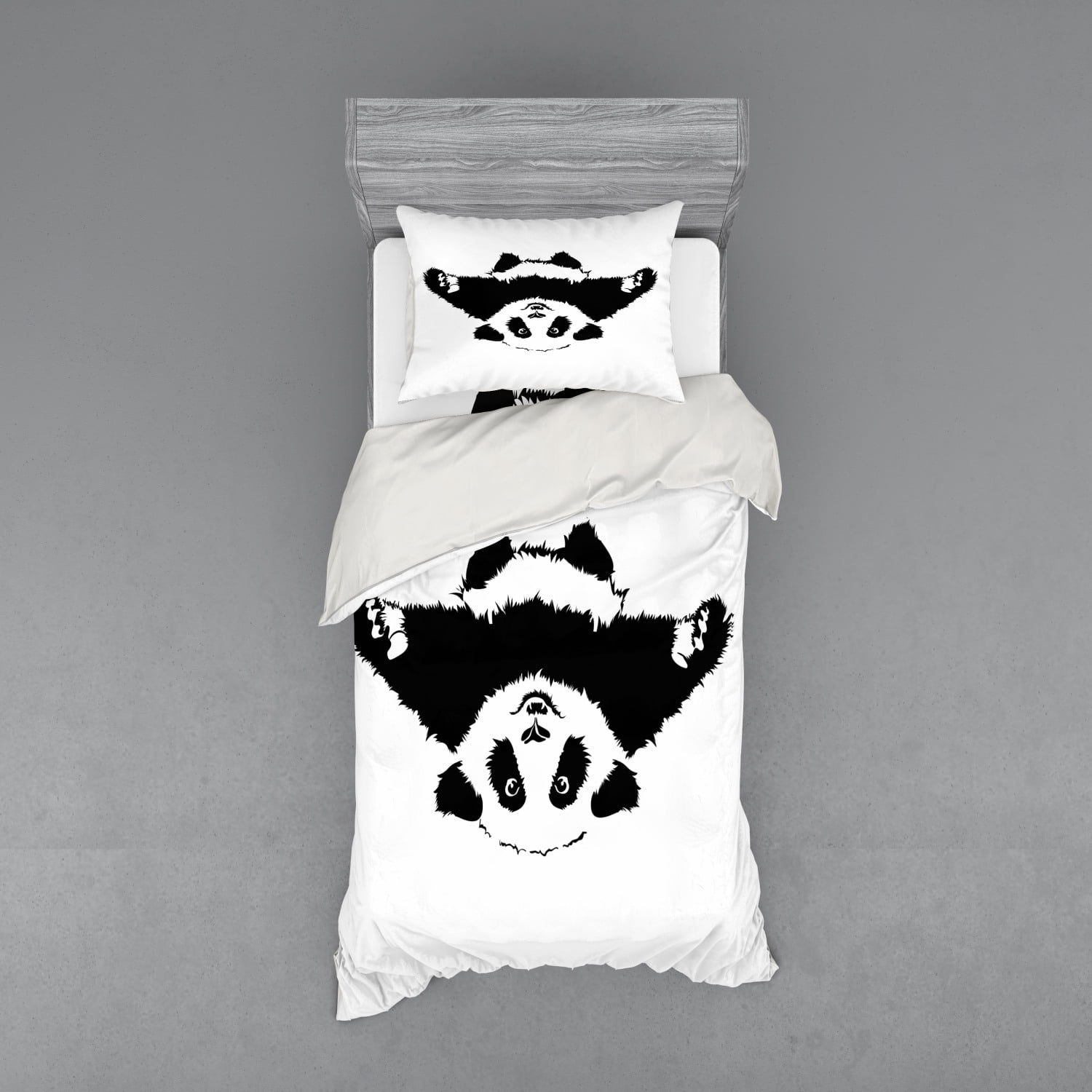 Panda Duvet Cover Set, Funny Panda Wants to Hug and Cuddle Friendly