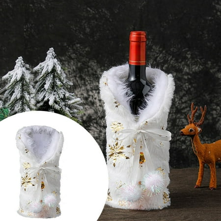 

Brenberke Christmas Wine Bottle Decoration 1 Piece Christmas Decorative Wine Bottle Set Hall Dressing Champagne Wine Bag Scene Arrangement Snowflake Wine Set