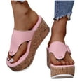 thumbnail image 5 of HAOTAGS Wedge Sandals for Women Slide Sandals Clip Toe Casual Beach Shoes Pink Size 7, 5 of 5