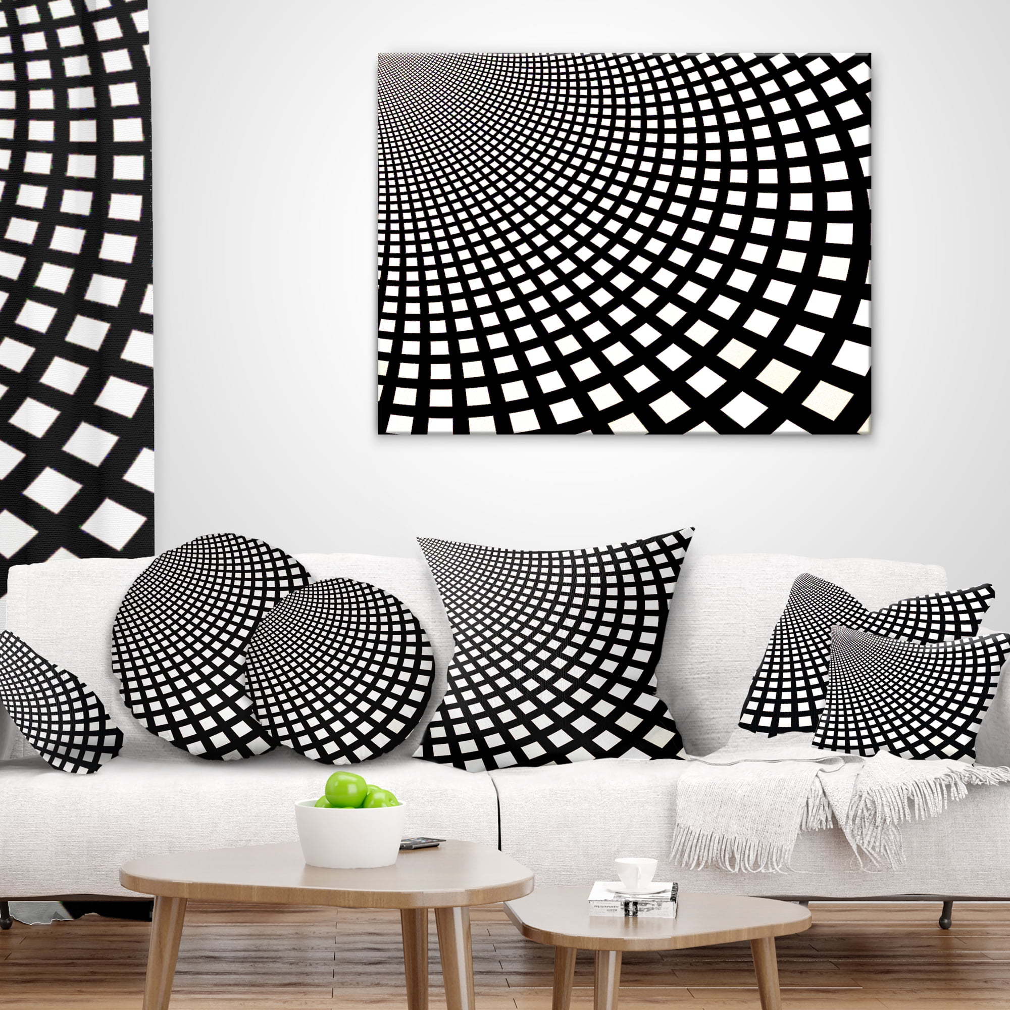 Designart Fractal Square Pixel Mosaic Illustration - Abstract Throw Pillow - 16x16