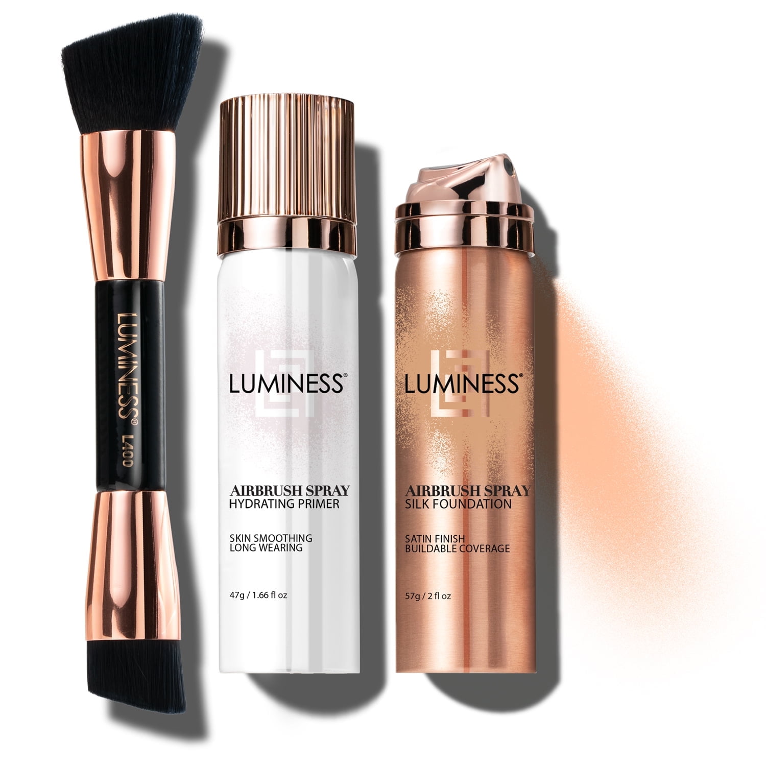 Luminess Silk Airbrush Starter Kit: with Foundation, 2 fl oz, Primer, 1.66 fl oz & Buffing Brush
