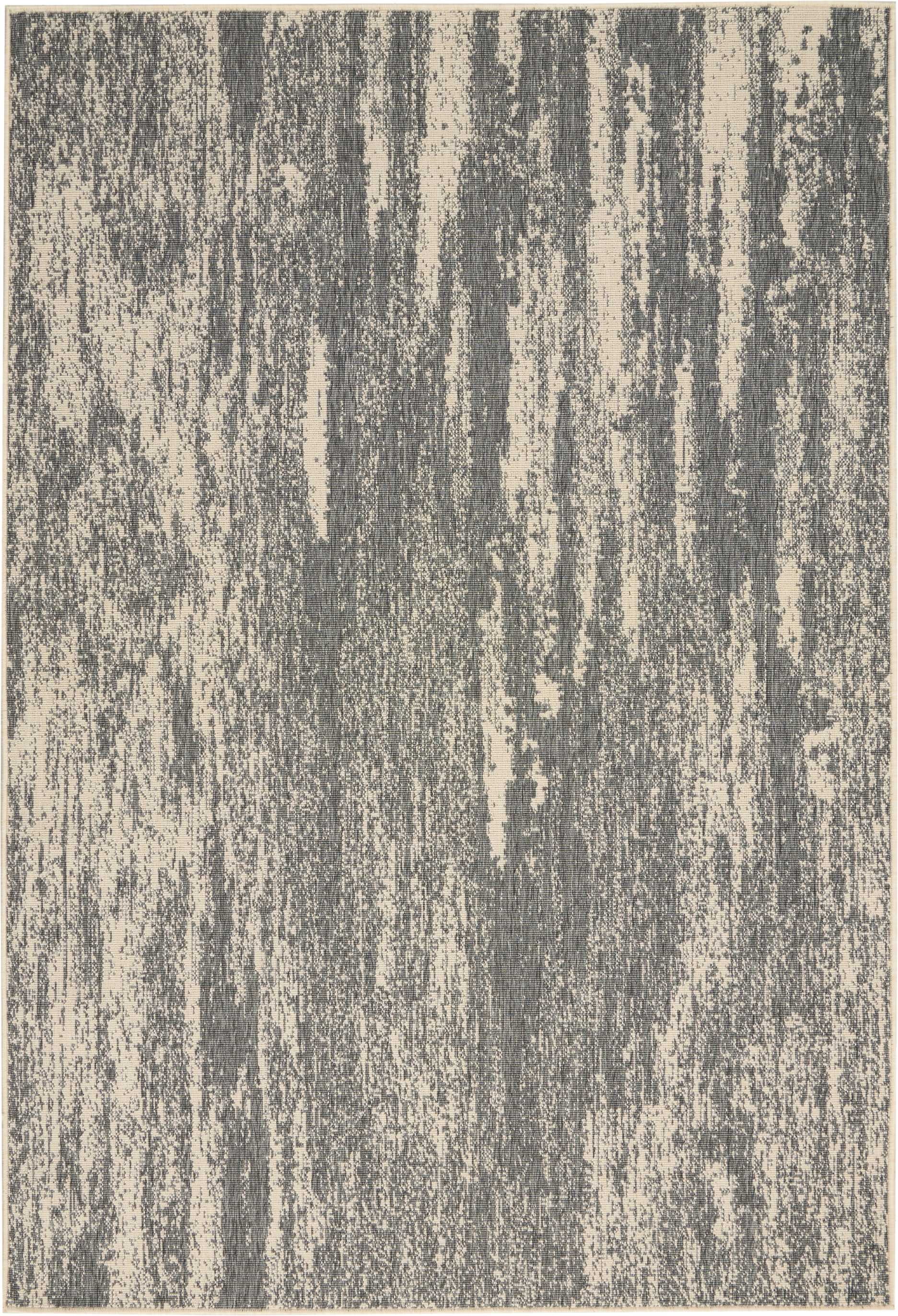 Nourison Lido Brushstroke Grey/Cream 9'3" x 12'9" Area Rug, (9x13)